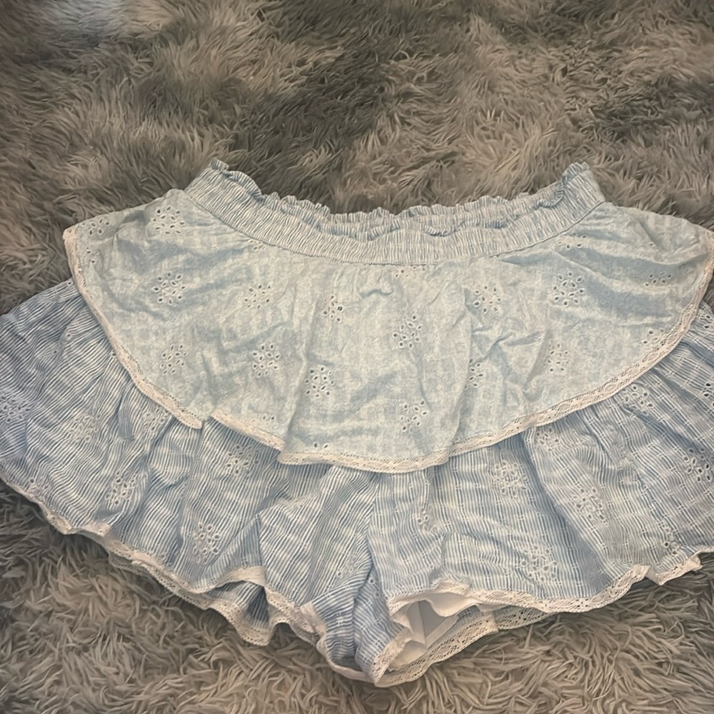 blue floral pattern skirt